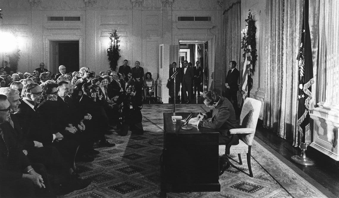 President Richard Nixon signs the National Cancer Act on December 23, 1971. NCI